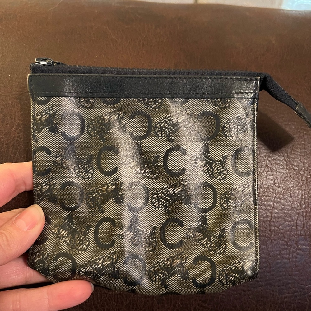 Celine Black and Gray Monogram Coin Pouch